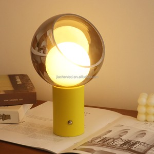 Beautiful Glass Lamp Rechargeable Led Table Lamp Touch Dimming Leather Light Kids Night Light Bedside Lamp for Bedroom
