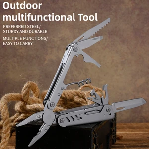 High Quality Stainless Steel DIY Outdoor Tactical Portable Folding Multitool Pliers Saw Blade Wrench Bottle Opener Screwdriver