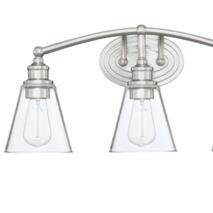 Special Offer 3-lights Vanity Light with Bathroom Set Brushed Nickel clear Glass Shade Makeup Light Over Mirror Bathroom