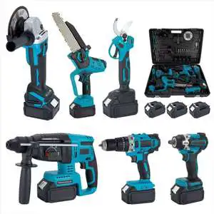 Hard-shell Six-piece Brushless Power Tool Set, Including Combination Drill, Electric Wrench, Angle Grinder, and Hammer Drill.