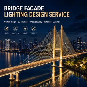 Custom Bridge Facade Lighting Design Solution Outdoor Waterproof Floodlight Wall Washer Architectural Lighting Project Supplier