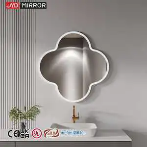 Hotel Supplier 4mm Silver Mirror Stepless Dimmable Memory Function Led Lights Irregular Shaped Bathroom Mirrors