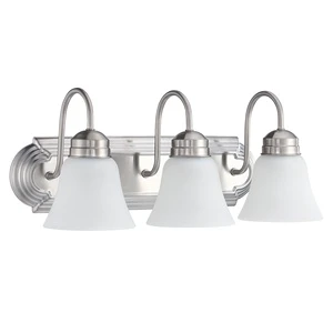 3-Light Bathroom Vanity Light Brushed Nickel Bathroom Light Fixtures Wall With Frosted White Glass Dressing Table Bedroom