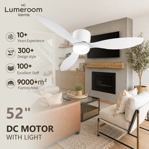 USA In Stock Smart Ceiling Fan With Light Flush Mount White LED Ceiling Fan With Remote WIFI Alexa APP Control