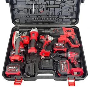 Brushless Cordless 5 in 1 Tool Set Power Wrench Impact Drill Angle Grinder Hammer Circular Saw Brushless Machine Power Tool Set