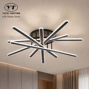 Modern Geometric Surface Mount Ceiling Light 120W Acrylic Iron Remote Dimmable Tri Color For Living Room Bedroom