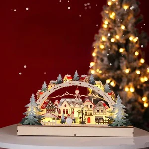 Christmas LED Arch Bridge Lamp Decor Indoor Festive Tabletop Sculpture for Holiday Home Decorations