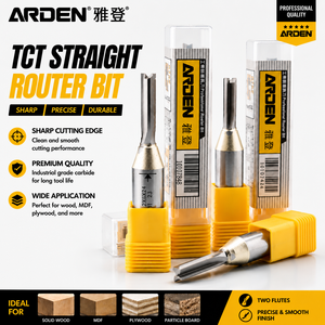 Arden 2 Flute TCT Straight Router Bit 1/4 1/2 Shank Tungsten Carbide Tipped CNC Milling Cutter For Wood Grooving Slotting
