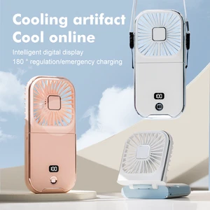 Ventilador Foldable Neck Hanging Fan USB Handheld Portable Fan Wearable Folding Fan