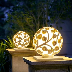 IP65 Waterproof Outdoor Solar Bollard Light With Artificial Stone Finish 3000K Color Temperature For Garden Wall Pillar Lighting