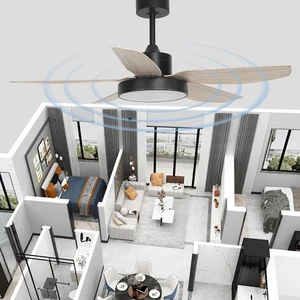 48inch 5 Blades Iron ABS LED DC Motor 6-Speed Dimmable Remote Control Ceiling Fan Lamp with Light for Office