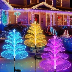 Wholesale Solar Dandelion Lights LED Fiber Optic Colorful Atmosphere Lights Courtyard Landscape Decorative Fairy Lights Lawn