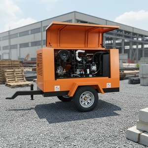 OEM 330/8k 330CFM 8Bar Diesel Engine Portable Towable Rotary Screw Air Compressor Oil-Lubricated Air Cooled Tank