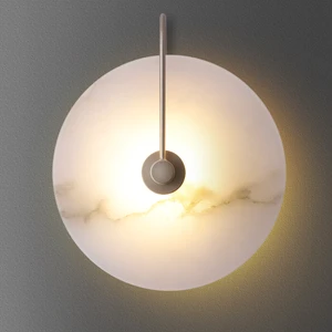 Modern Alabaster Minimalist Hotel Bedroom Bedside Decorative Round Wall Lamp Bathroom Fancy Sconce Led Indoor Modern Wall Light