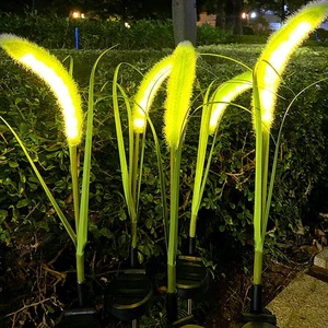 2024 Green Energy Lighting House Outdoor Decorations Steel Garden Led Reeds Light for Courtyard Soler Power Rechargeable Light