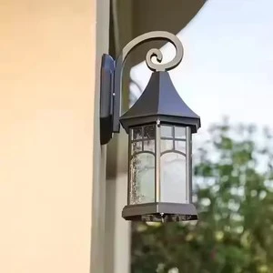 Outdoor Vintage Wall Lamp Garden Exterior Outdoor Lighting Aluminum Black Surface Mounted Wall Light
