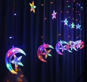 Star/Moon Led Curtain String Lights Festival Fairy Garland Indoor Christmas Decoration