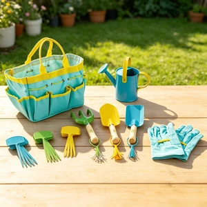 New Style DIY 9 PCS Kids Children Outdoor Garden Planting Toys Gift Tool Set Beach Kids Small Handle Garden Tools for Gardening