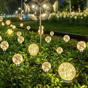 Solar-powered IP65 Luminescent Copper Wire Spherical Lamp Landscape Road Ground Lamp Outdoor LED Decoration for Gardens Lawns
