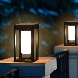 Outdoor Waterproof Garden Human Sensor Solar Pillar Light Gate Round European Solar Power Garden Lights