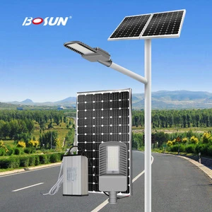 BOSUN Hot Sale 80W 100W Solar Split LED Street Lights With Ip65 MPPT Controller Aluminum Outdoor Streetlight For Urban Areas