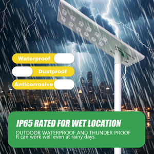 All in One Solar Street Lamp IP66 LED with LiFePO4 Battery High Lumen Aluminum Body Remote Control for Main Road