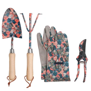 Floral Printed Garden Complete Tool Set With Pruning Shears Shovel and Rake Garden Tool Gift Set Shovel Rake Scissors Tools