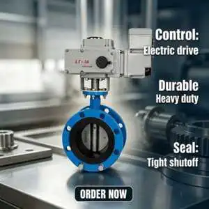 DN250 Double Flange Concentric Butterfly Valve with Worm Gear De250 PN16 Ductile Cast Iron Electric butterfly Valve