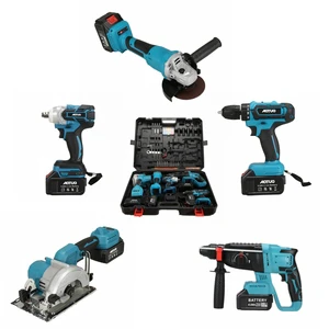 5pcs Set 21V Combination Electric Power Tool Kits Portable Cordless Hammer Impact Drill Angle Grinder Wrench Circular Saw