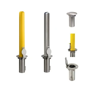 Custom Removable Lockable Security Steel Bollard With Embedment Sleeve Powder Coated Parking Driveway Detachable Traffic Post