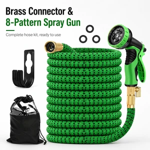 Flexible Garden Expandable Hose With Brass & Latex Construction 10 Spray Modes Nozzle Adjustable Valve 25-250FT Length Waterhose