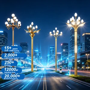 High Quality Smart Street Light Pole LED AC Powered IP65 Waterproof Magnolia Flower Decor Garden Landscape Lighting Kyrgyzstan