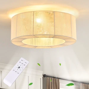 Wholesale Boho Ceiling Fan with Lamp Remote Control Caged Fandelier Ceiling Fan with Light Rattan Fan Lights with 6 Speeds