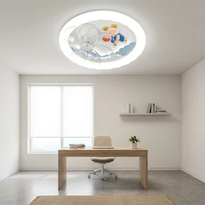 High-Performance Silent Ceiling Fan Light with Cute Basketball Bear Motif and Adjustable Wind Speeds for Modern Nursery Lighting