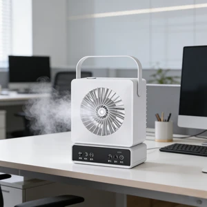 Cross-border Portable Desktop Fan USB Gradient Ambient Lighting Cooling Nano Humidifying Fan 3-speed Wind