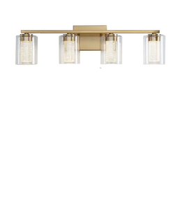 Worbest Crystal LED Mirror Light with Glass Shade Wall Mount Bathroom Vanity Light for Home Decoration 3 Color Temperatures