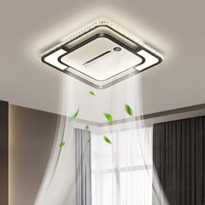Modern LED Ceiling Fan Light Remote Control Intelligent Embedded Iron Body 220V Dimming Suitable for Living Room Home Decoration