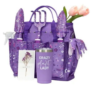 Floral Purple Aluminum Alloy Garden Tool Set Ergonomic Handle Heavy Duty Outdoor Weeding Planting Gardening Gifts for Women