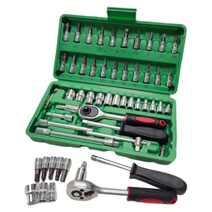 46-Piece Professional Mechanic Tool Set with Hard Case DIY-Socket & Wrench Kit for Automotive Repair & Maintenance