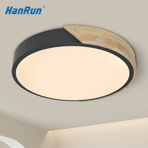 Wood Decoration Smart Lamparas Modern Surface Mounted Black White Dimmable Bedroom Living Room Round Led Ceiling Light for Home