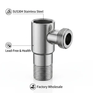 SUS304 Stainless Steel T-Adapter Angle Valve G1/2 Universal Bidet Sprayer Diverter Bathroom Mixer Private Label OEM