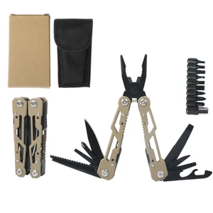 Industrial-Grade Stainless Steel 9-in-1 Pocket Multitool Folding Pliers Saw Blade Screwdriver File Lightweight 318g for Outdoor