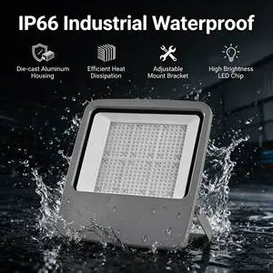IP66 Corrosion-Resistant 100W/200W CRI 80 120 Beam Angle Lightweight LED Flood Light for Coastal Villa Garden Parking Lot
