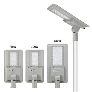 HighLux Aluminum Solar Road Light 60W 100W 180W Integrated Solar Street Lamp with Adjustable Mounting Bracket