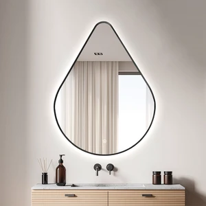 Irregular Aluminium Frame Wall Mounted Backlit Lighted Bathroom Mirror With Touch Screen Waterproof Silver Mirror