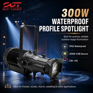 300W Waterproof LED Imaging Light Bi-Color Follow Spot Cutting Fill Light Cast Aluminum Spotlight IP65 DMX512 for Stage Car Show