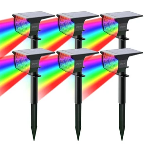 Solar-Inserted 46LED RGB Lawn Lamp Spotlight Waterproof Remote & Sensor Control IP65 FCC Certified Courtyard Garden Use
