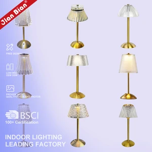Vintage Gold Diamond Crystal Shade Battery Operated Dimmable Rechargeable Restaurant Touch Cordless Luxury LED Table Lamps