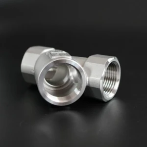 Aluminum Alloy Female Thread 3-Way Tee Valve Body CNC Machined Hydraulic Pneumatic Fluid Control Valve Housing