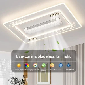Living Room LED ABS Surface Mounted Nordic Bladeless Ceiling Fan Light 2025 New Model Main Light Bedroom Zhongshan